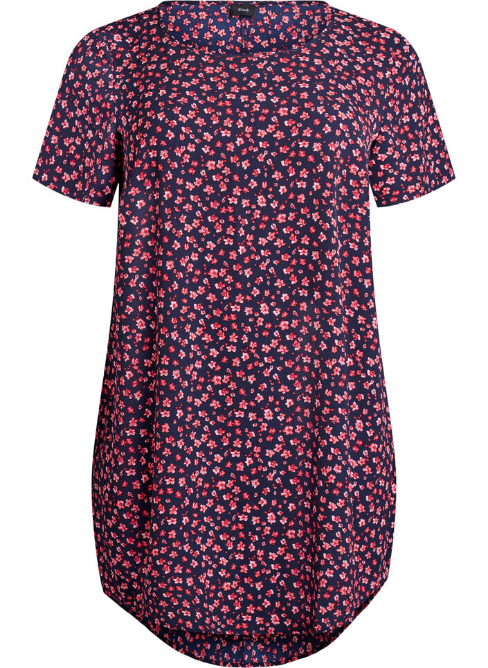 Dress with print and short sleeves, Blue, Packshot image number 0