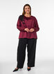 Satin blouse with lace appliqu&eacute; and pearls, Red, Model image number 1