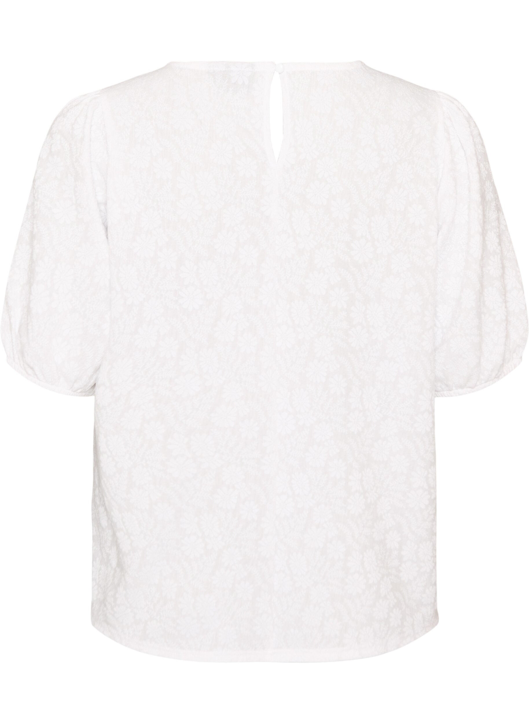Zizzifashion Structured blouse with short sleeves, White, Packshot image number 1