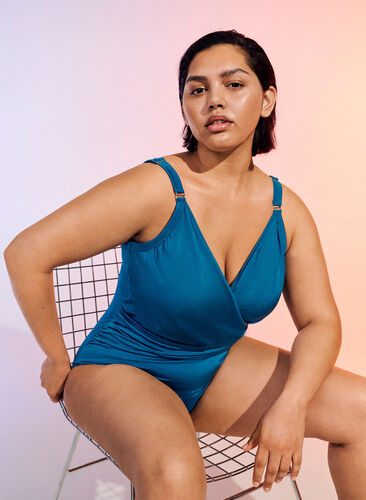 Swimsuit with wrap effect, Ink Blue, Image image number 0