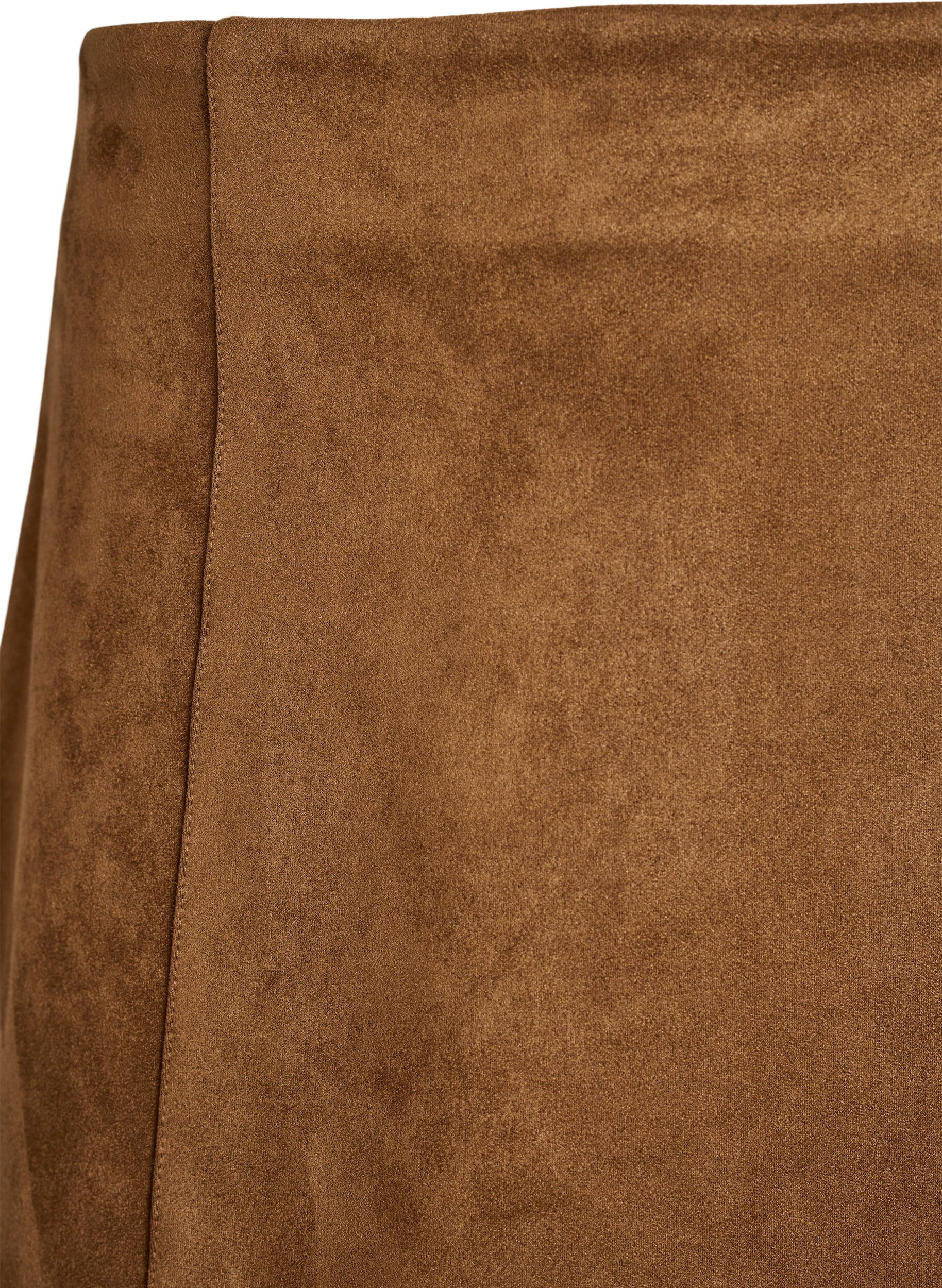 Zizzifashion Short faux suede A-line skirt, Brown, Packshot image number 2