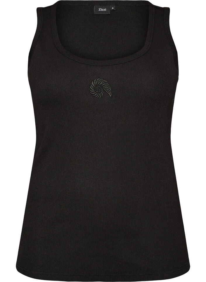 Fitted top with motif, Black, Packshot image number 0