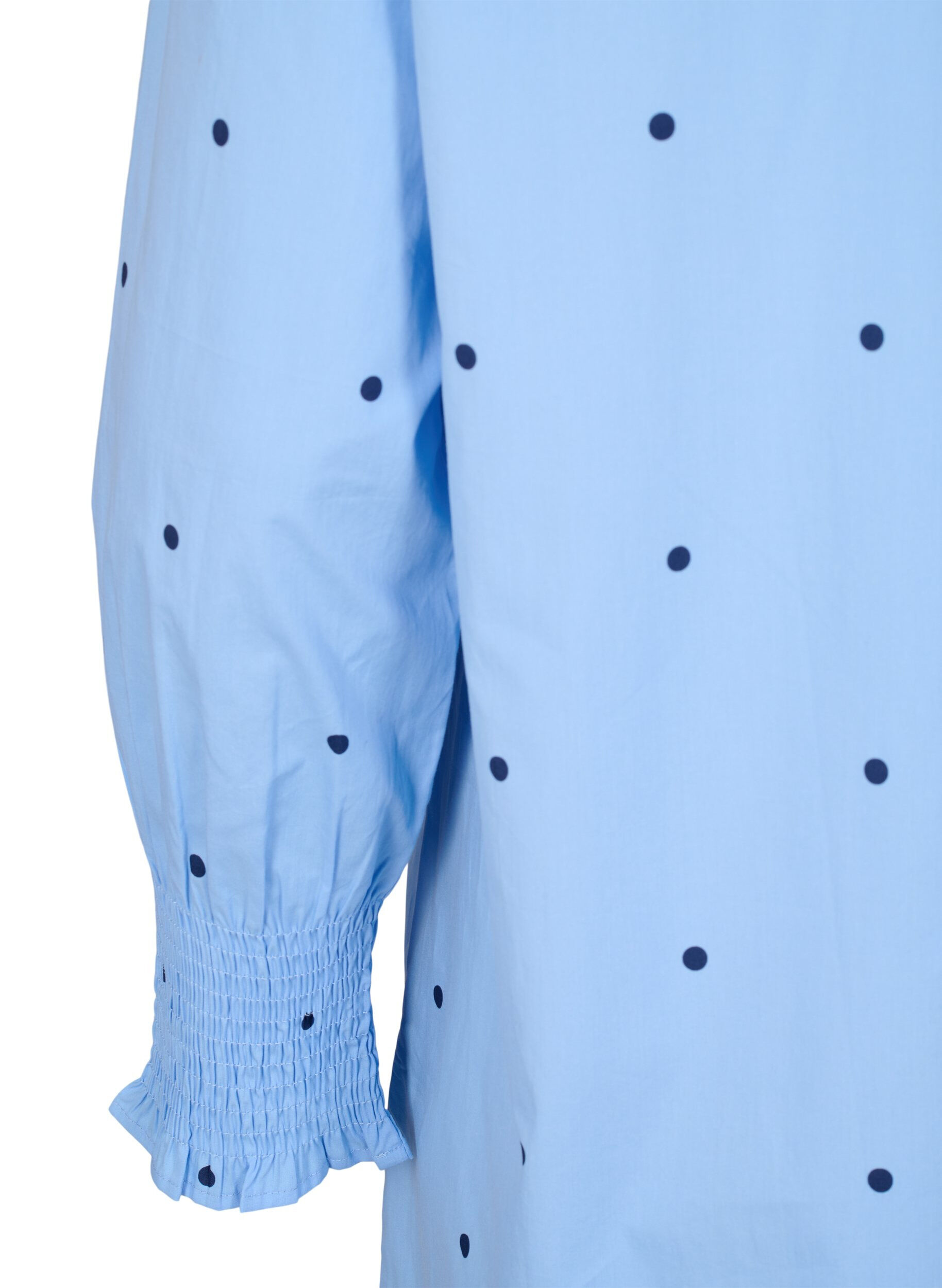 Zizzifashion Dress with polka dots and long sleeves, Light Blue, Packshot image number 3