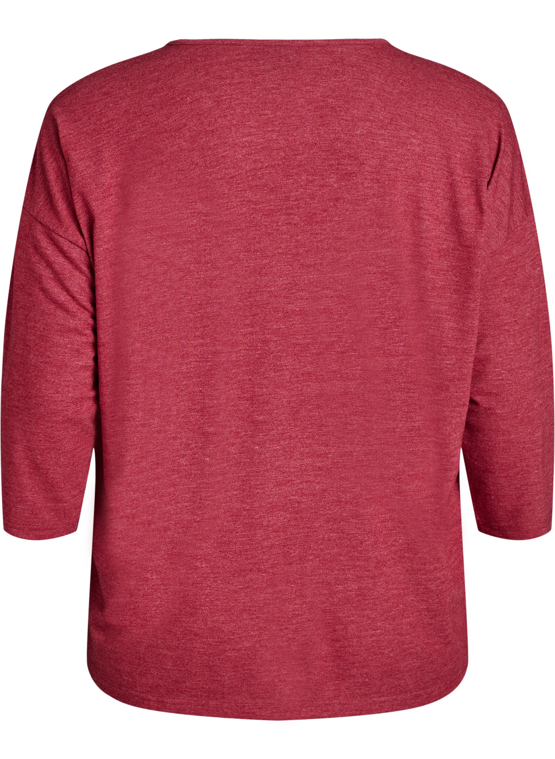 Zizzifashion Jersey blouse with 3/4 sleeves, Red, Packshot image number 1