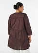 Cotton tunic with a V-neck and crochet trim, Brown, Model image number 2