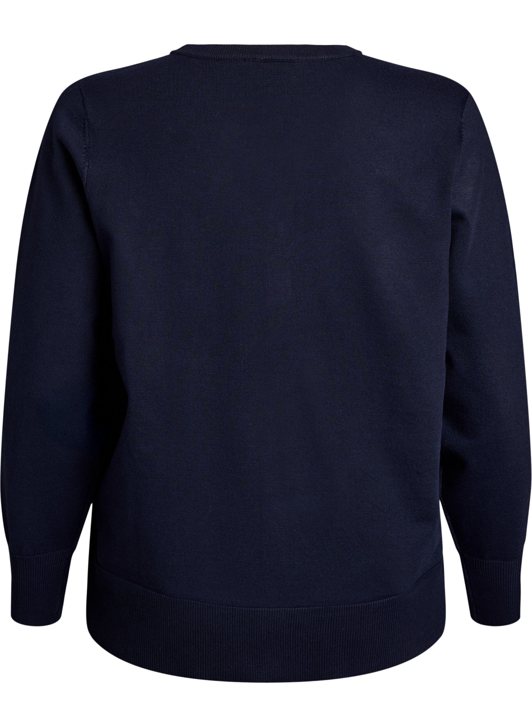 ZizzifashionFine-knit cardigan with round neck, Blue, Packshot image number 1