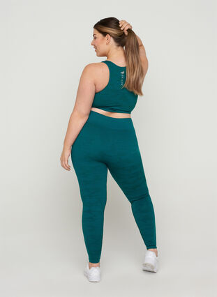 Cropped exercise tights with pattern, Balsam, Model image number 1