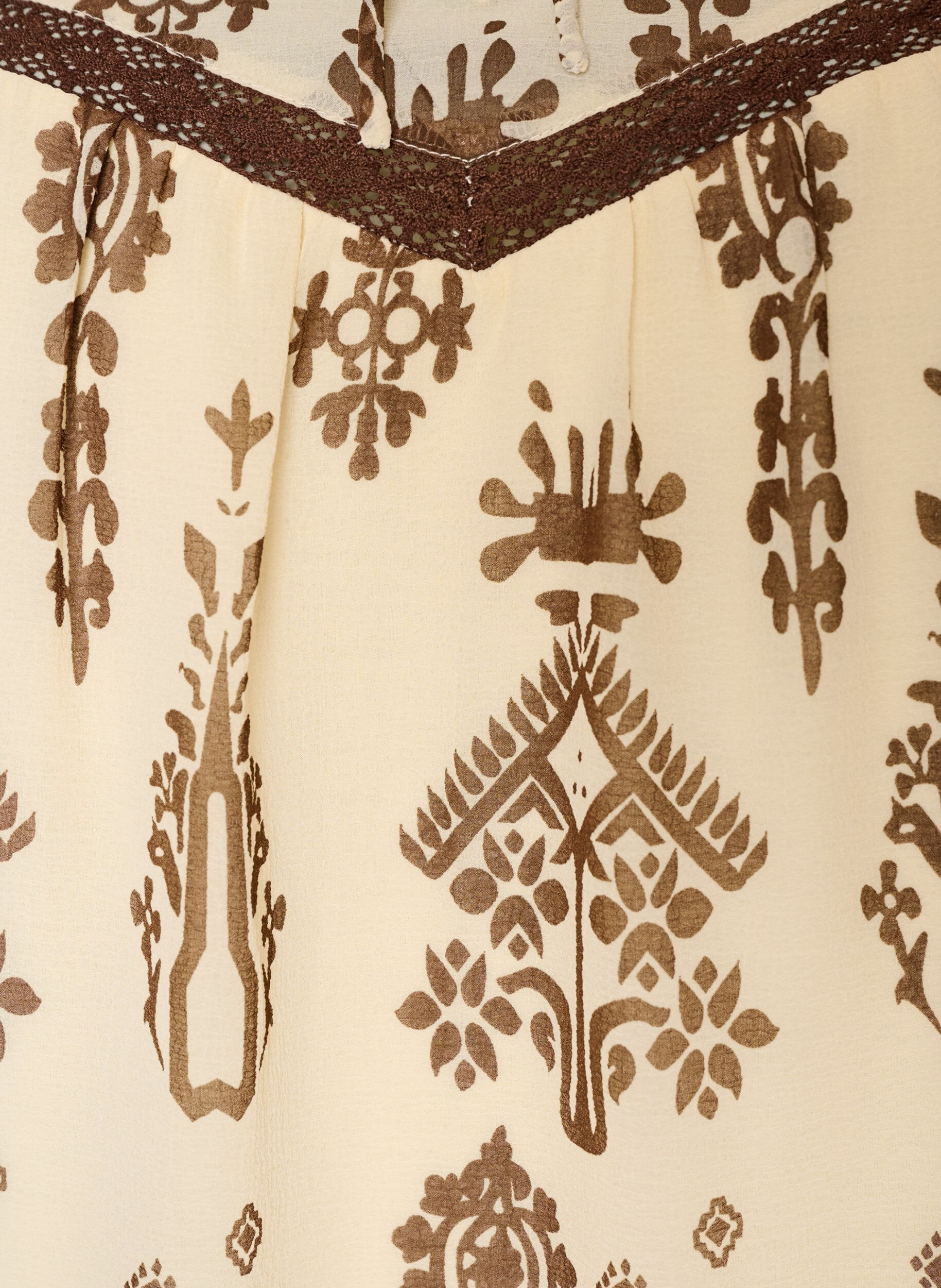 Zizzifashion Blouse with pattern and crochet trim, Beige, Packshot image number 2