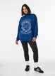 Sweatshirt with a high neck and sporty front motif, Blue, Model image number 1