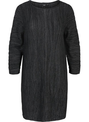 Long-sleeved knitted dress, Dark Grey Melange, Packshot image number 0