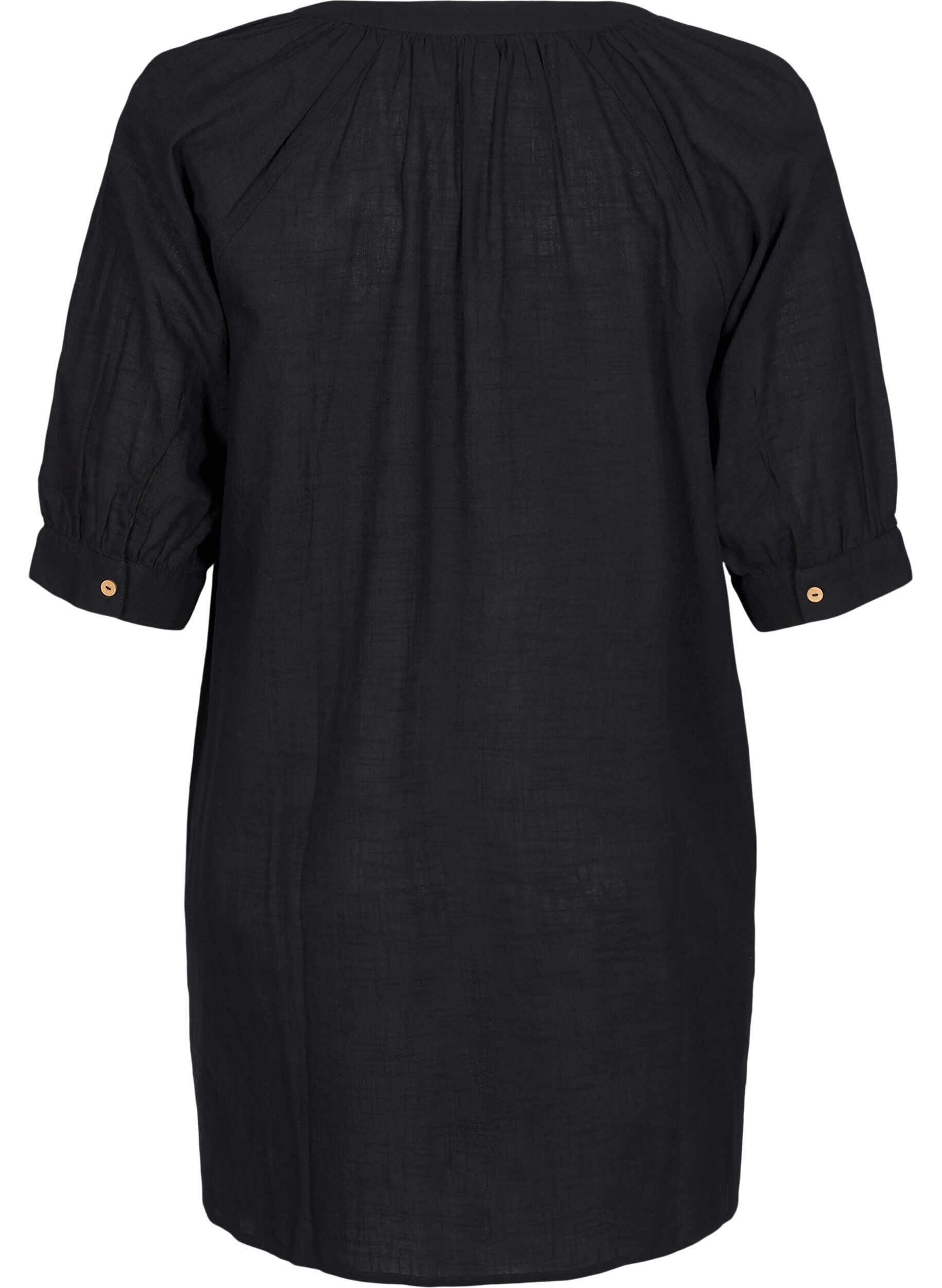 Zizzifashion Cotton tunic with a V-neck, Black, Packshot image number 1