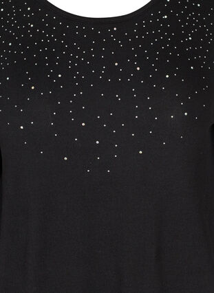 Long-sleeved blouse, Black w. Shiny Studs, Packshot image number 2