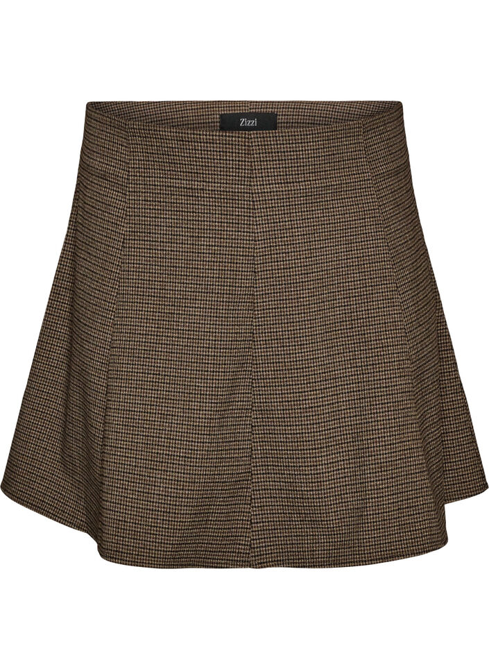 Small check A-line skirt, Brown, Packshot image number 0