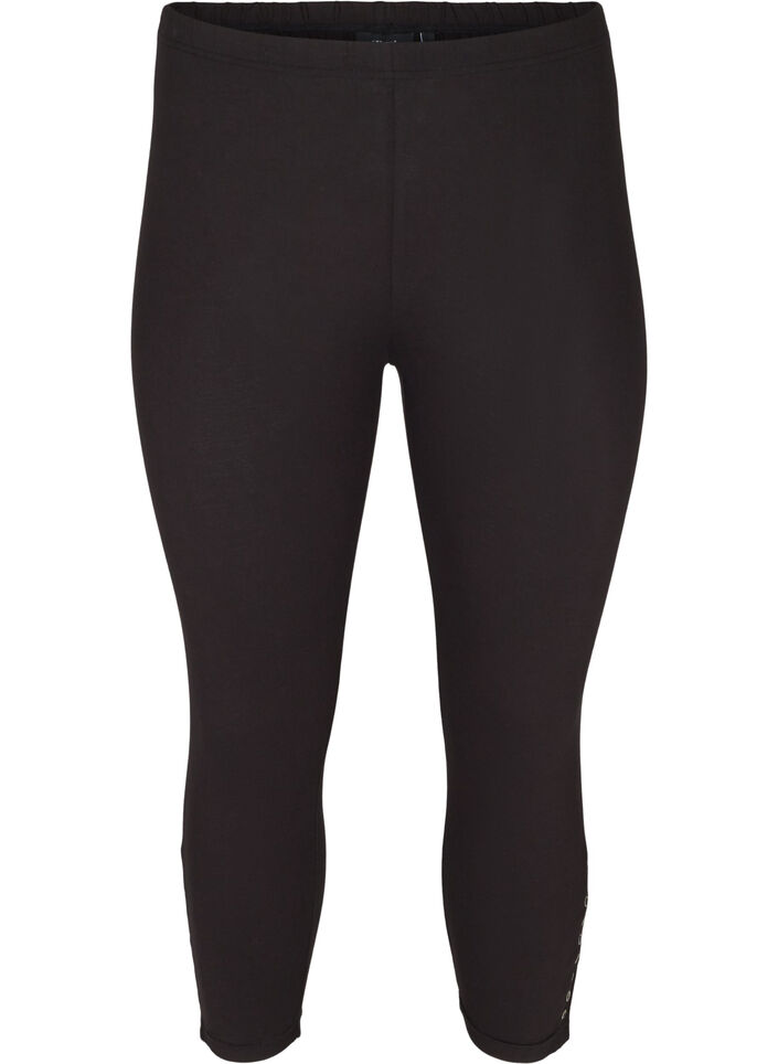 3/4 leggings with buttons, Black, Packshot image number 0