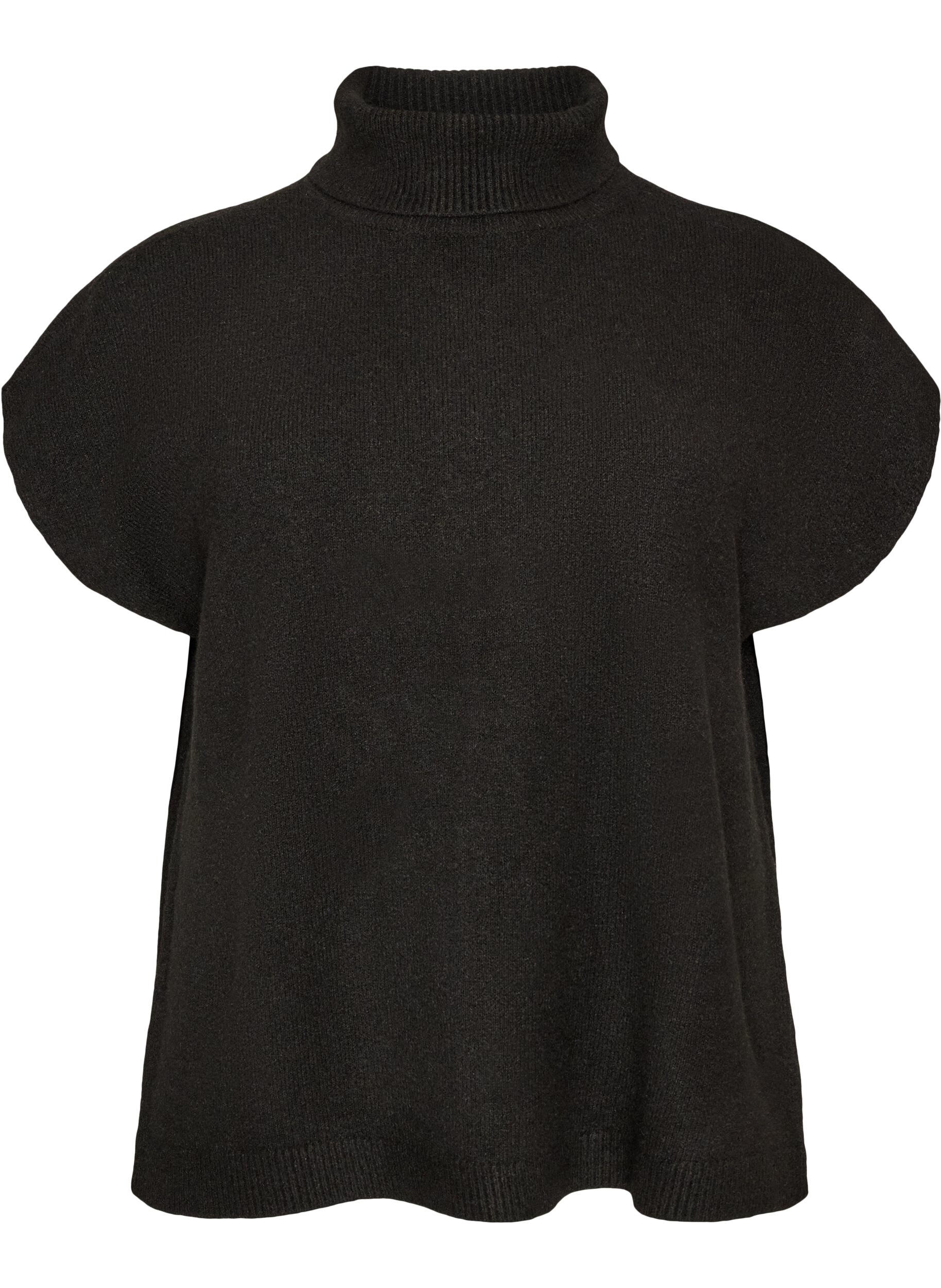ZizzifashionKnitted vest with turtleneck, Black, Packshot image number 0