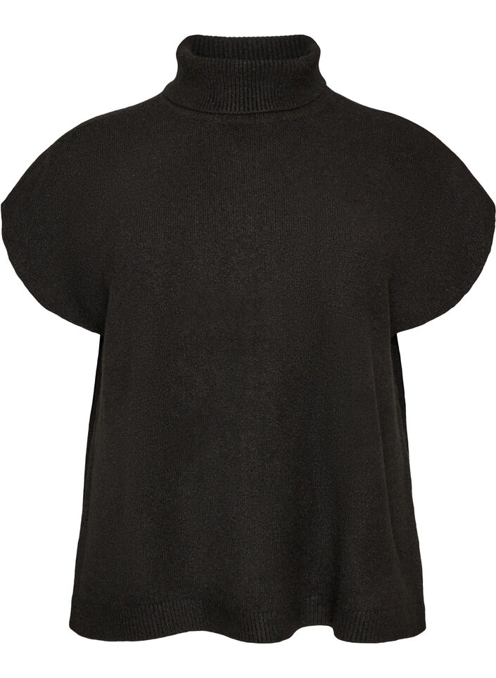 Knitted vest with turtleneck, Black, Packshot image number 0