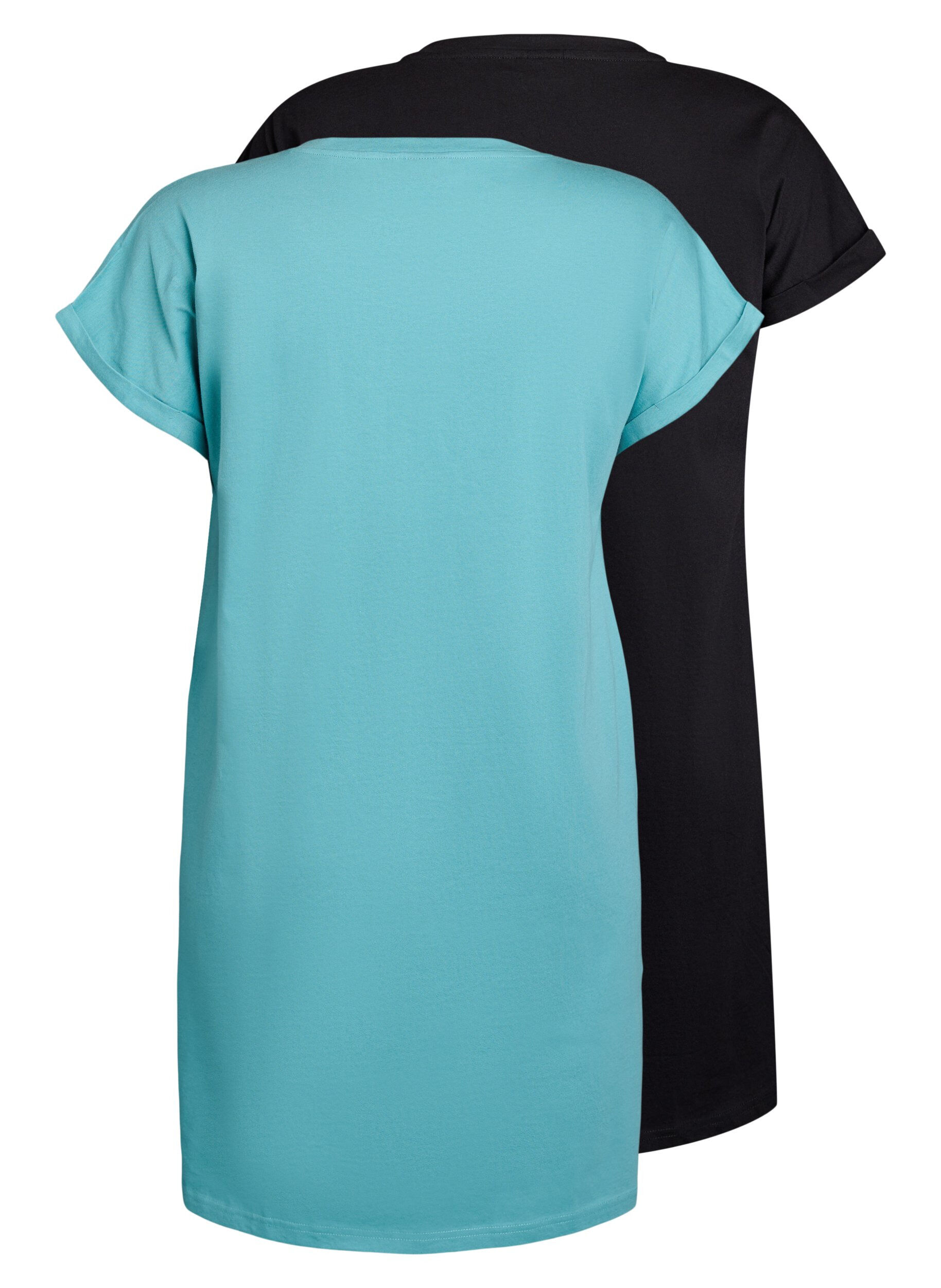 Zizzifashion 2-pack T-shirt dress with short sleeves, Blue, Packshot image number 1