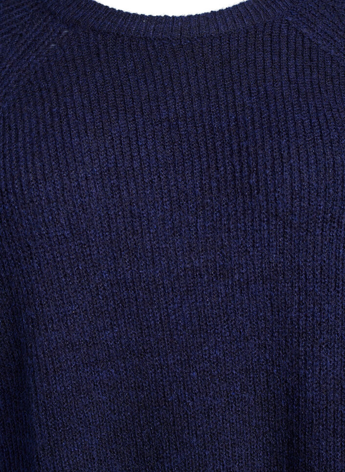 Ribbed jumper with 3/4 sleeves, Blue, Packshot image number 2