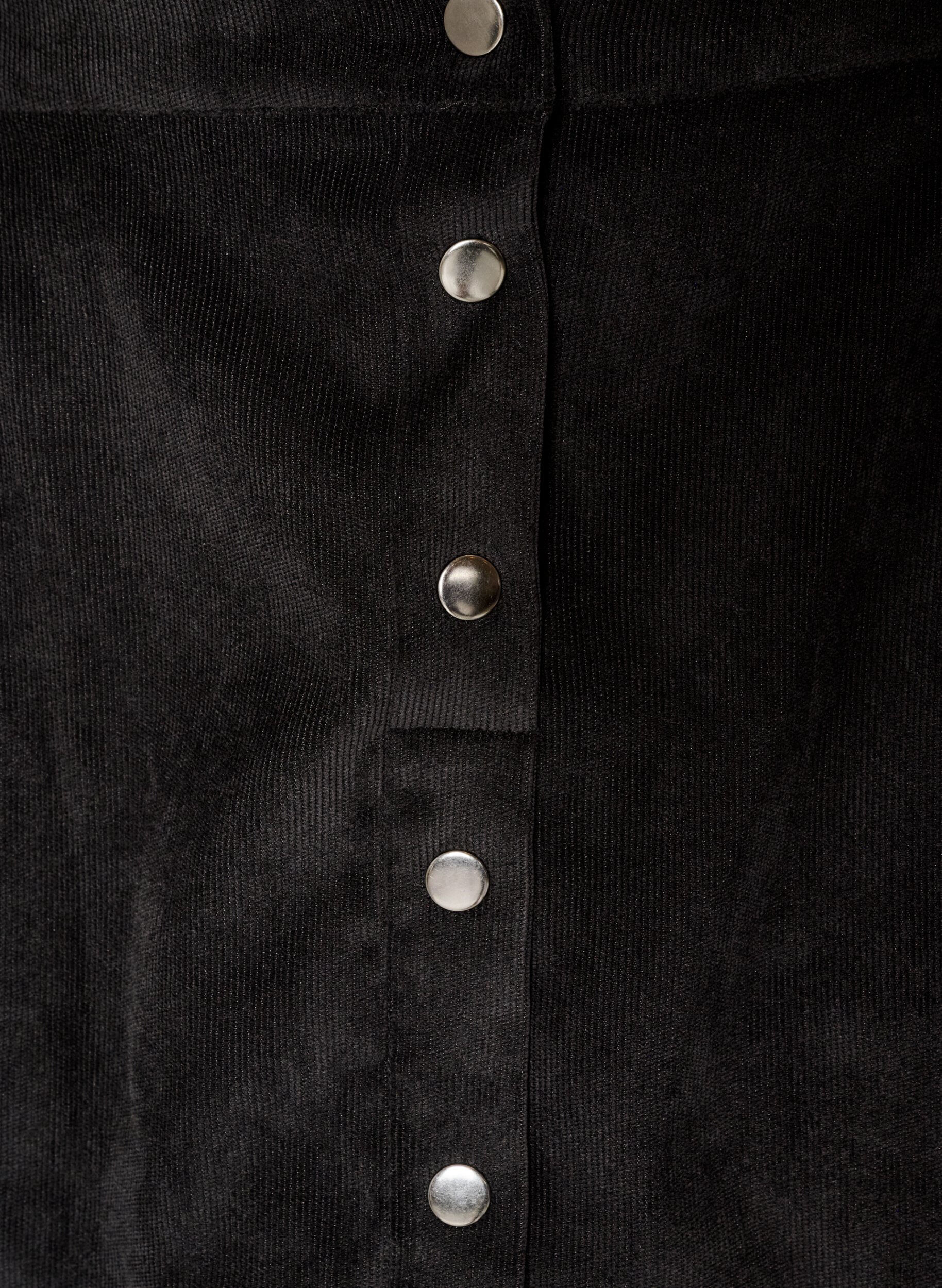 ZizzifashionA-line corduroy skirt with buttons, Black, Packshot image number 2