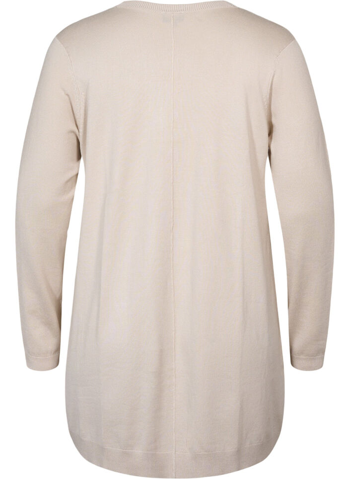 Long knitted cardigan in a viscose blend, Beige, Packshot image number 1