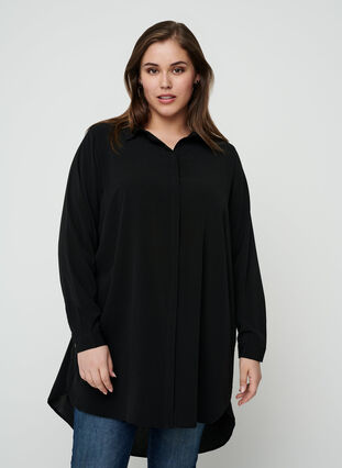 Long transparent shirt, Black, Model image number 0
