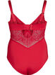 Bodysuit with lace and satin detail, Red, Packshot image number 1