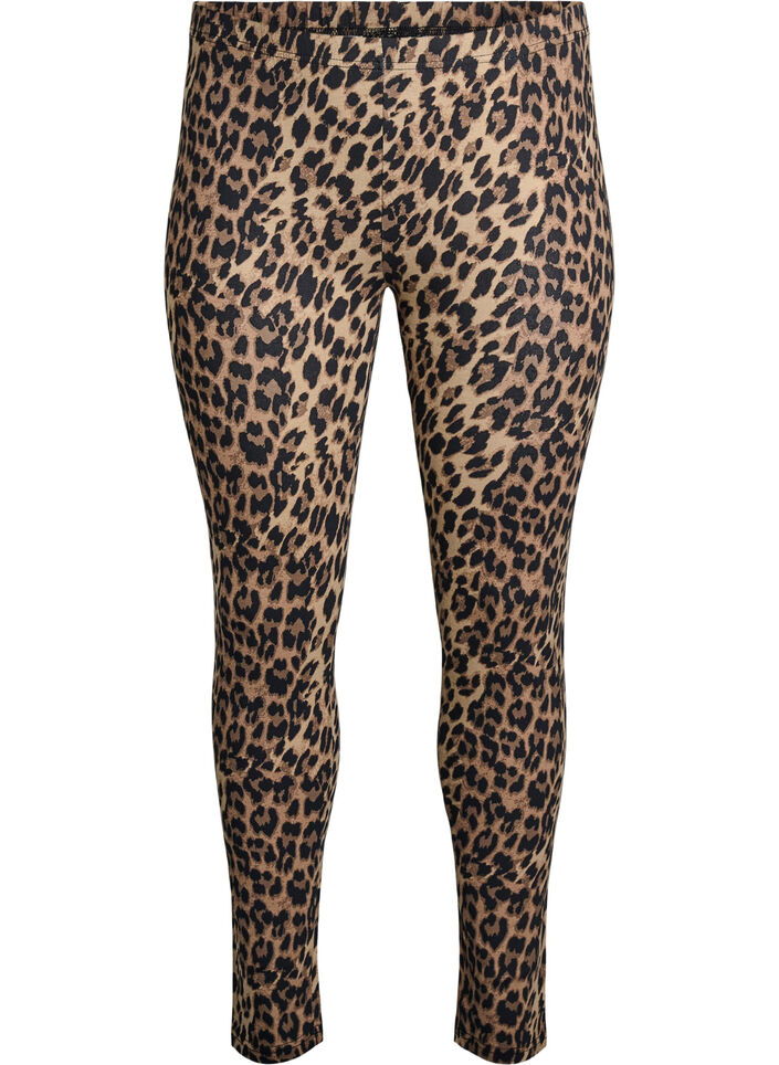 Viscose leggings with leopard print, Brown, Packshot image number 0