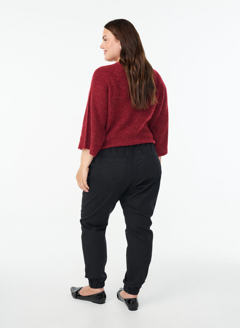 Denim joggers with pockets, Black, Model image number 1