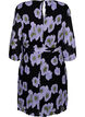 Printed pleated dress with waist tie, Black w. Floral, Packshot image number 1