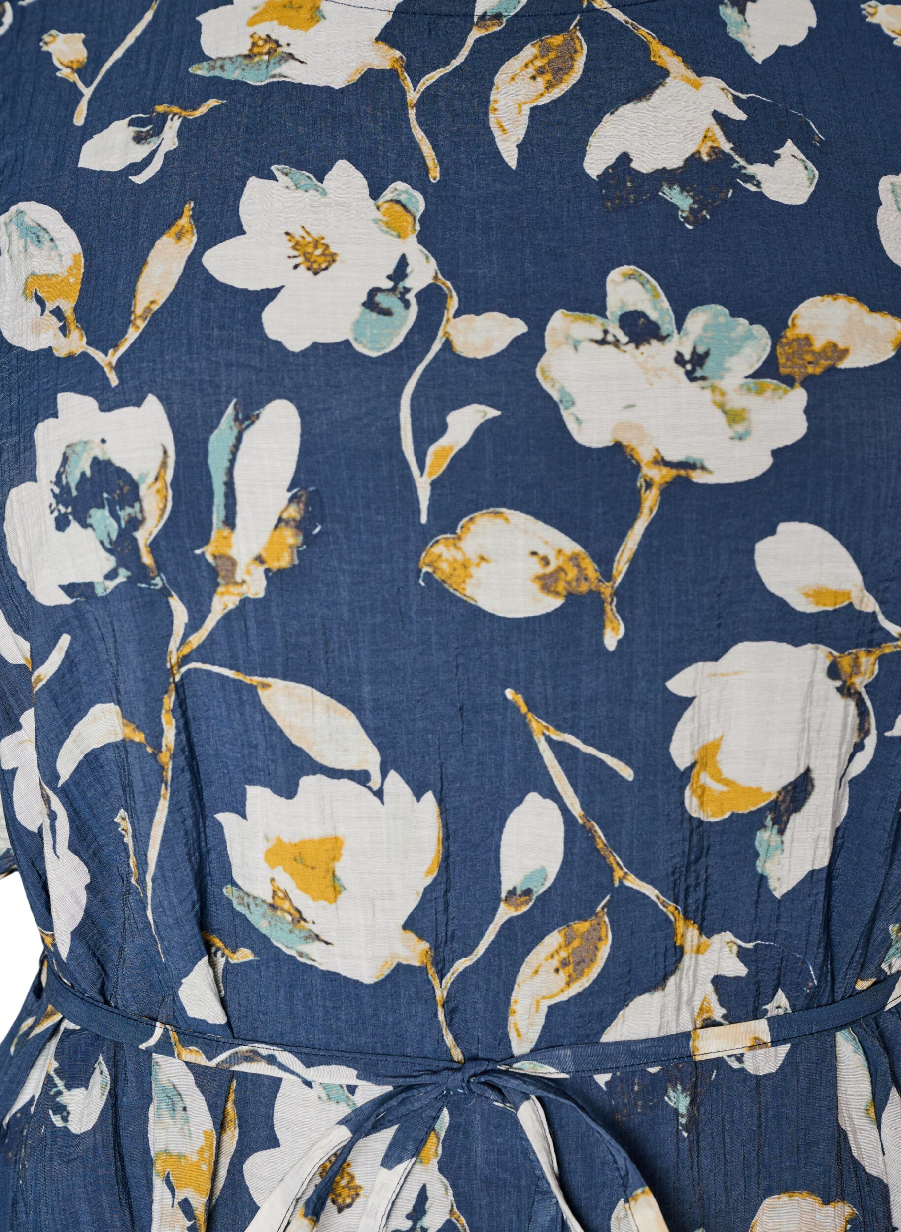 Zizzifashion Ankle-length dress with flutter sleeves and tie-waist, Blue, Packshot image number 2