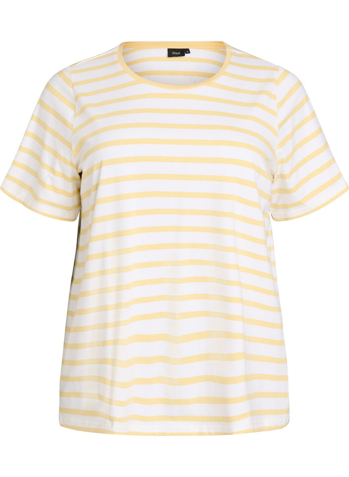 Striped T-shirt in organic cotton, Yellow, Packshot image number 0
