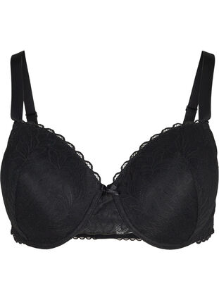Alma underwired bra with lace, Black, Packshot image number 0