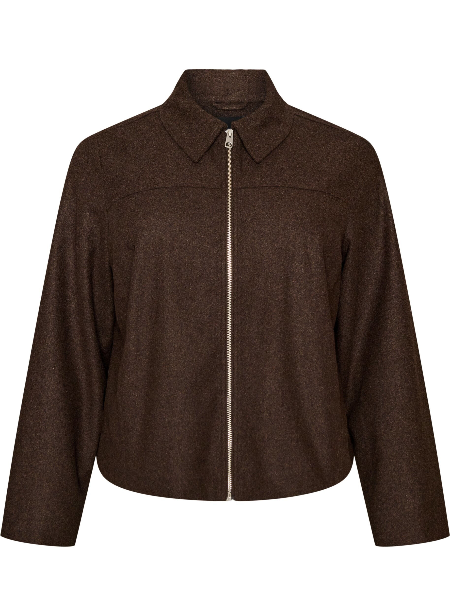Short jacket with shirt collar and zip