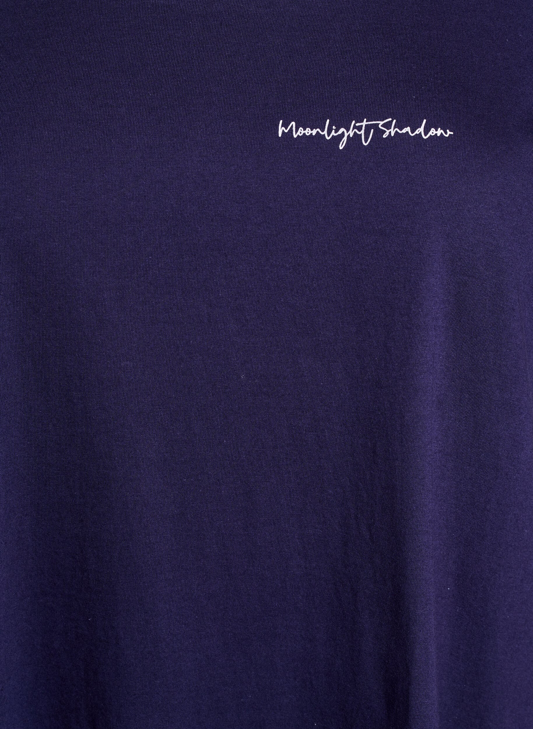 Zizzifashion Long night T-shirt in organic cotton with print, Blue, Packshot image number 2