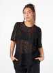 Lace blouse with short sleeves, Black, Model image number 0