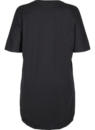 Plain cotton tunic with 2/4 sleeves, Black, Packshot image number 1