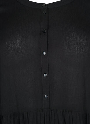 Short-sleeved viscose dress with A-line cut, Black, Packshot image number 2