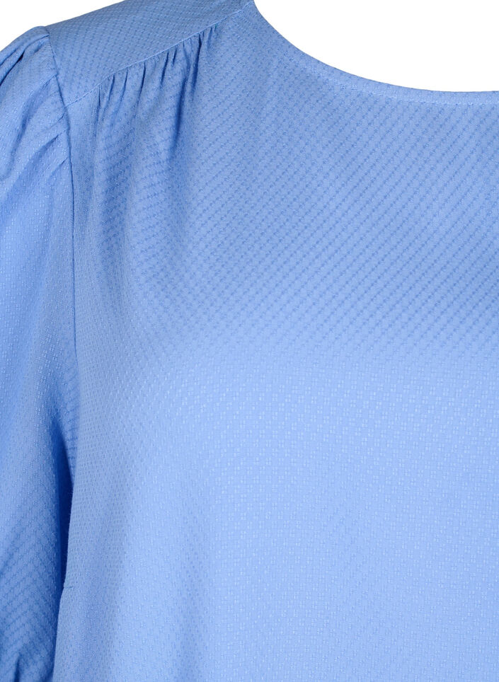 Viscose blouse with 1/2 sleeves, Cornflower Blue, Packshot image number 2