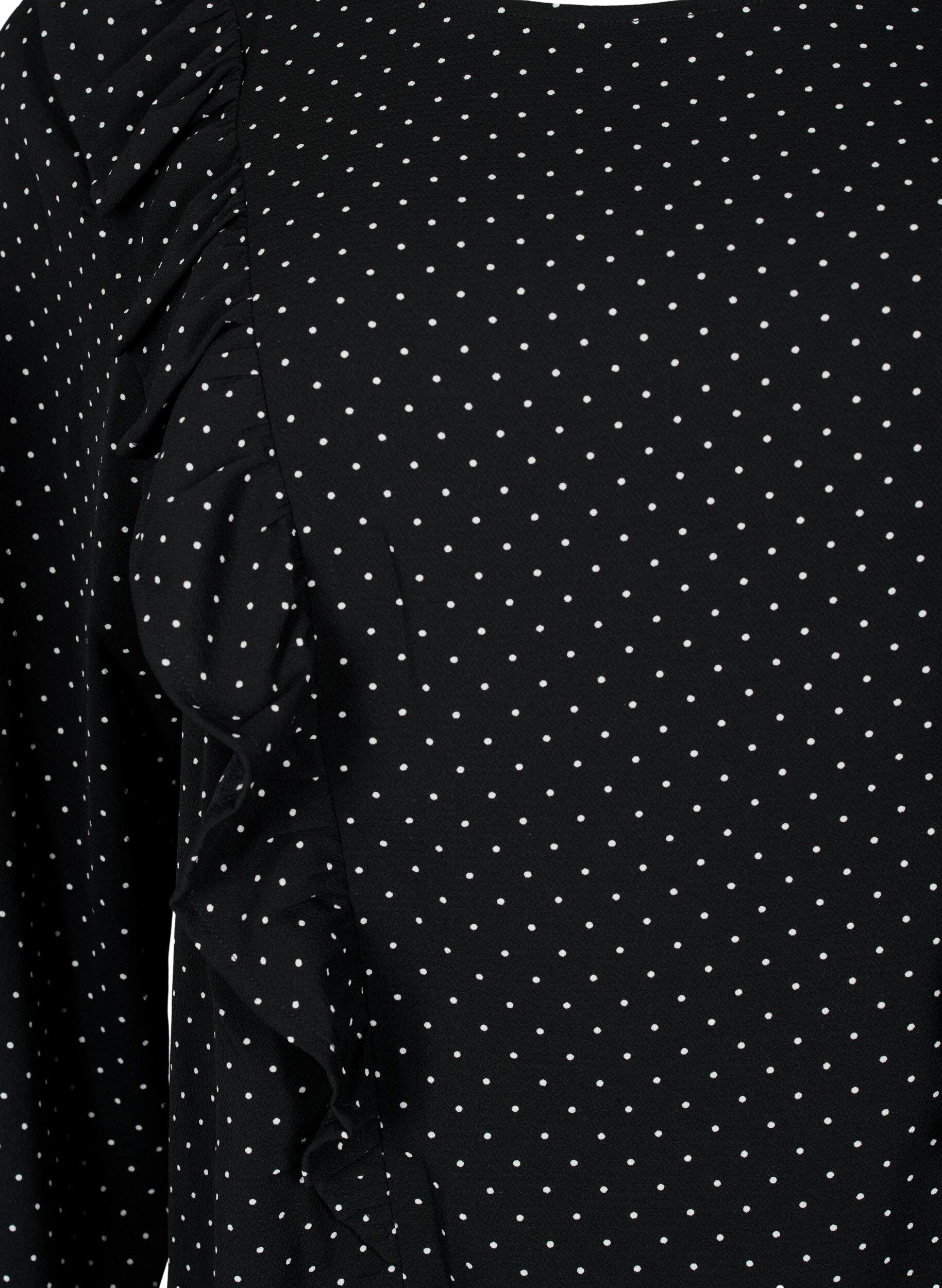 Zizzifashion Long sleeved blouse with ruffles, Black Dot, Packshot image number 2