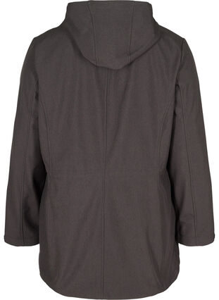 Hooded softshell jacket with adjustable waist, Dark Grey Melange, Packshot image number 1