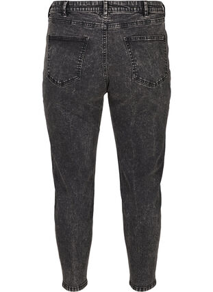 Cropped mom jeans with a high waist, Black acid washed, Packshot image number 1