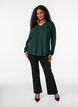 Viscose blouse with V-neck and rounded hem, Green, Model image number 1