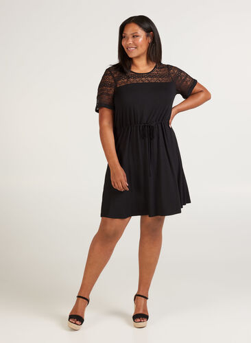 Short-sleeved dress, Black, Model image number 0