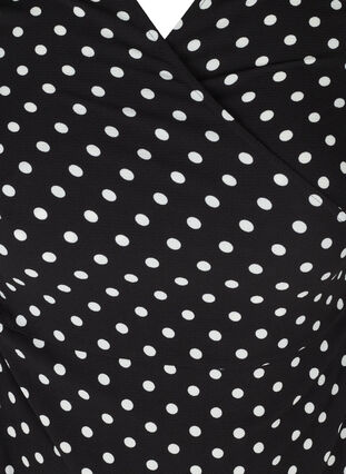 Short-sleeved wrap dress, Black w White Dot, Packshot image number 2