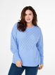 Knitted blouse with lace pattern, Cornflower Blue Mel., Model image number 0