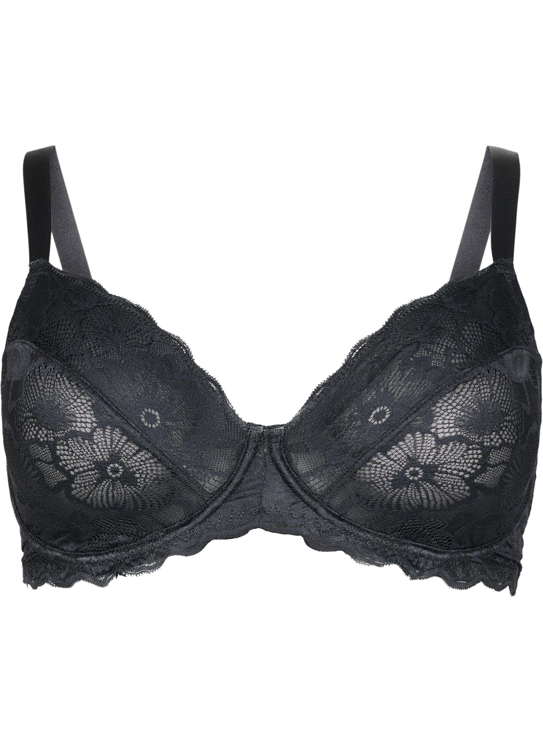 Zizzifashion Full cover lace bra, Black, Packshot image number 0