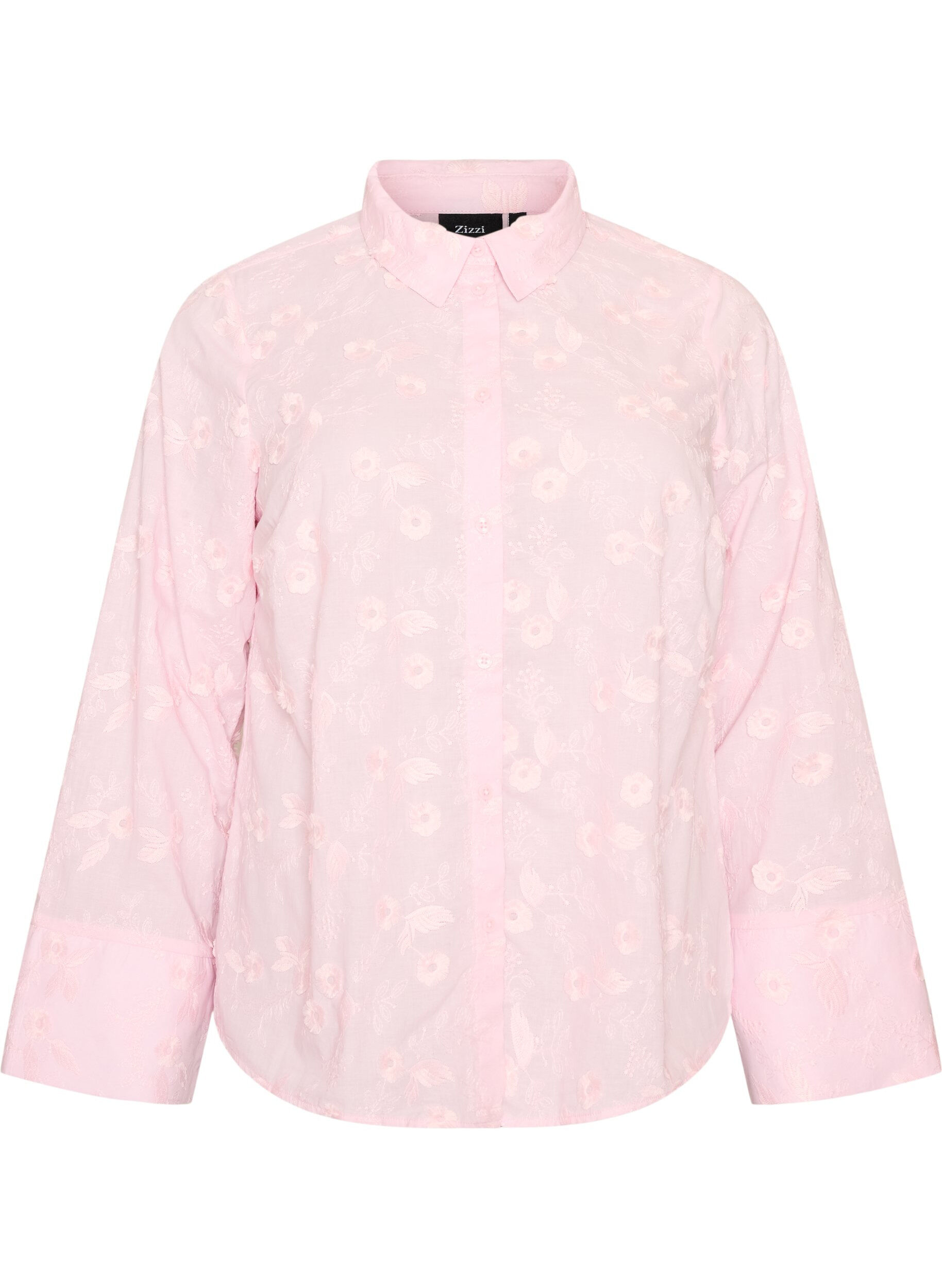 ZizzifashionShirt with floral embroidery and wide sleeves, Pink, Packshot image number 0