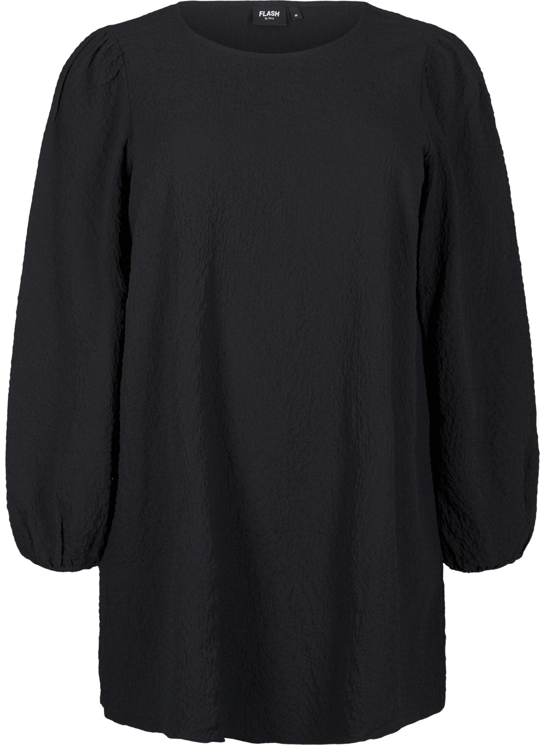 Zizzifashion FLASH - Long-sleeved tunic with a round neck, Black, Packshot image number 0