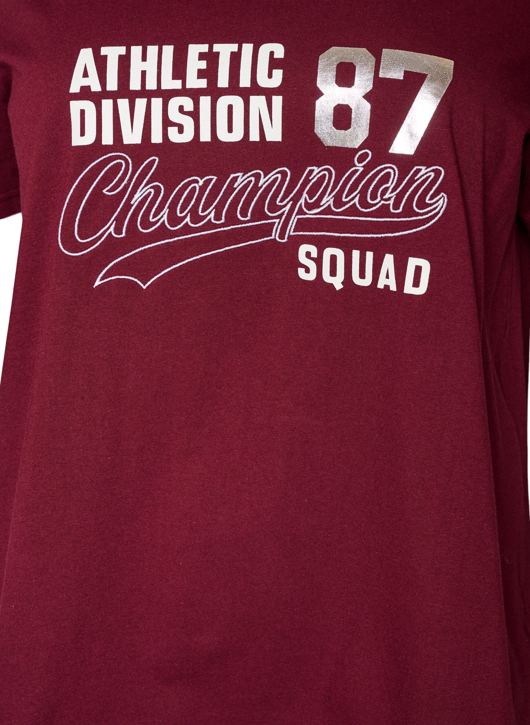 Zizzifashion T-shirt in organic cotton with a sporty text print, Red, Packshot image number 2