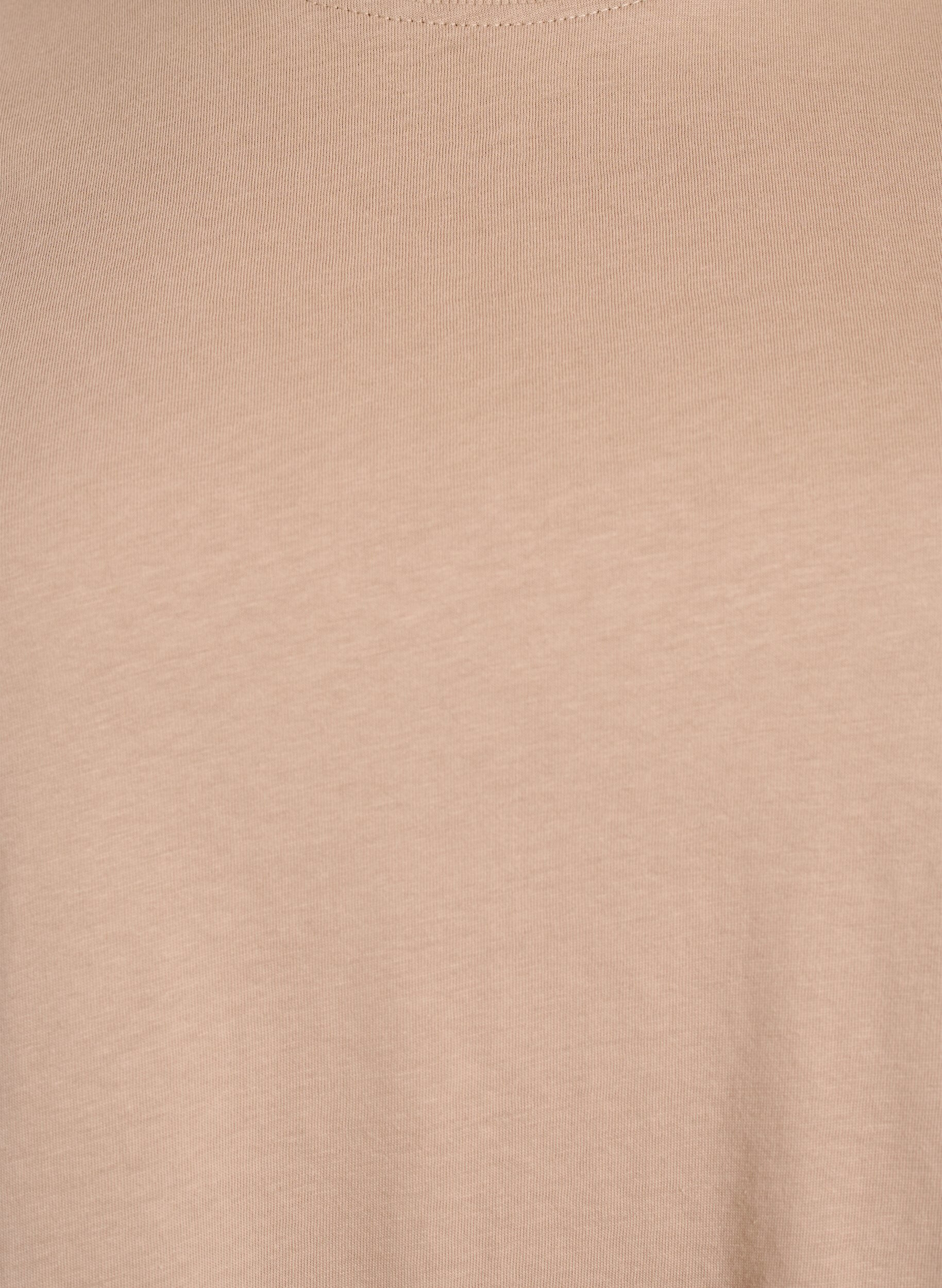 Zizzifashion Basic cotton T-shirt with round neck, Beige, Packshot image number 2